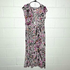 < Gina Benotti Multi-Colored Abstract Boho Midi Dress >